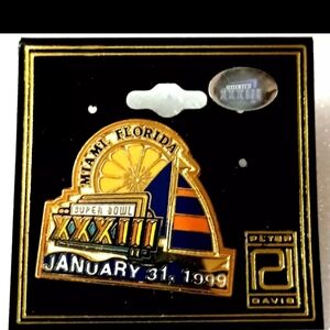 Peter David Super Bowl XXXIII 33 01/31/1999 Denver Broncos NFL Football Pin MOC